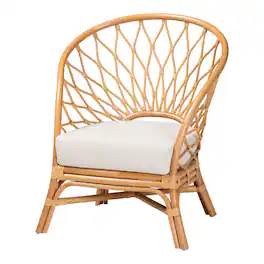 bali & pari - Emmeline Bohemian Rattan Accent Chair - Honey