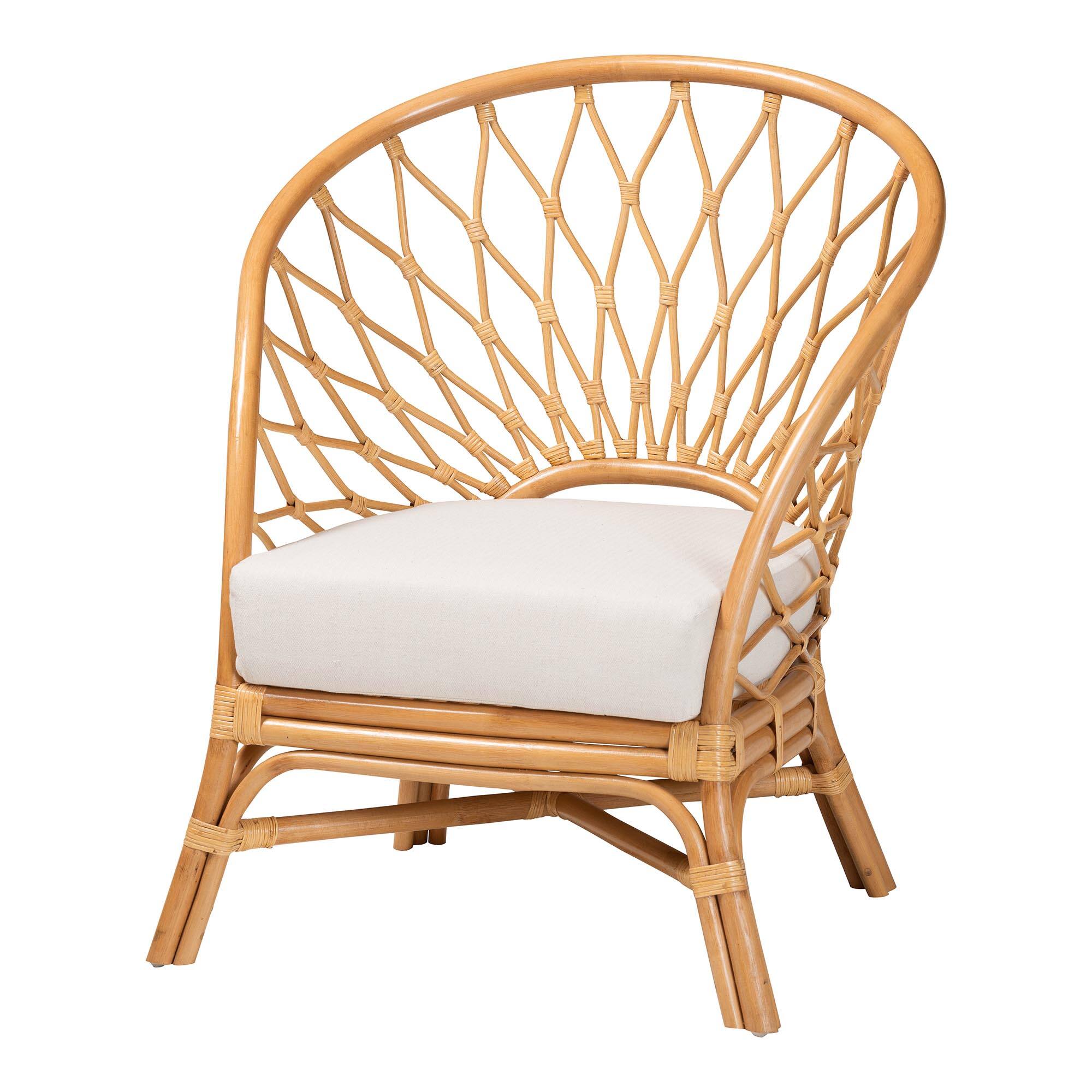 Front. bali & pari - Emmeline Bohemian Honey Rattan Accent Chair - Honey.