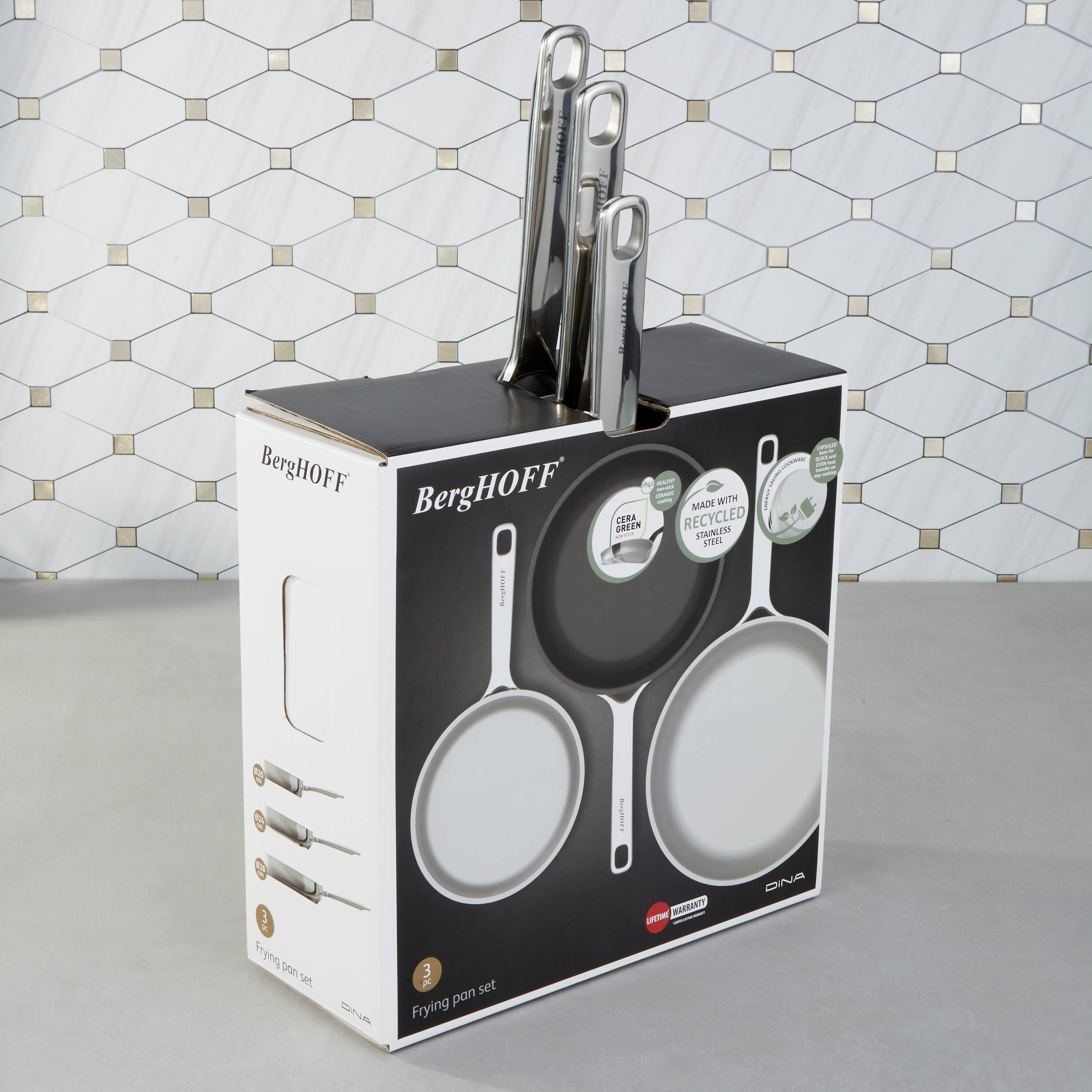BergHOFF CERA - I - RECYCLED MAI WITH | DRECK STARLISS - ME I ! ! Hryne yon S S LX set pan Frying WOREANIT WTE DIN