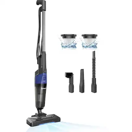 Front. Aspiron - 5-in-1 Handheld Lightweight Bagless Stick Vacuum Cleaner CA025G-US-3 - Dark Blue.