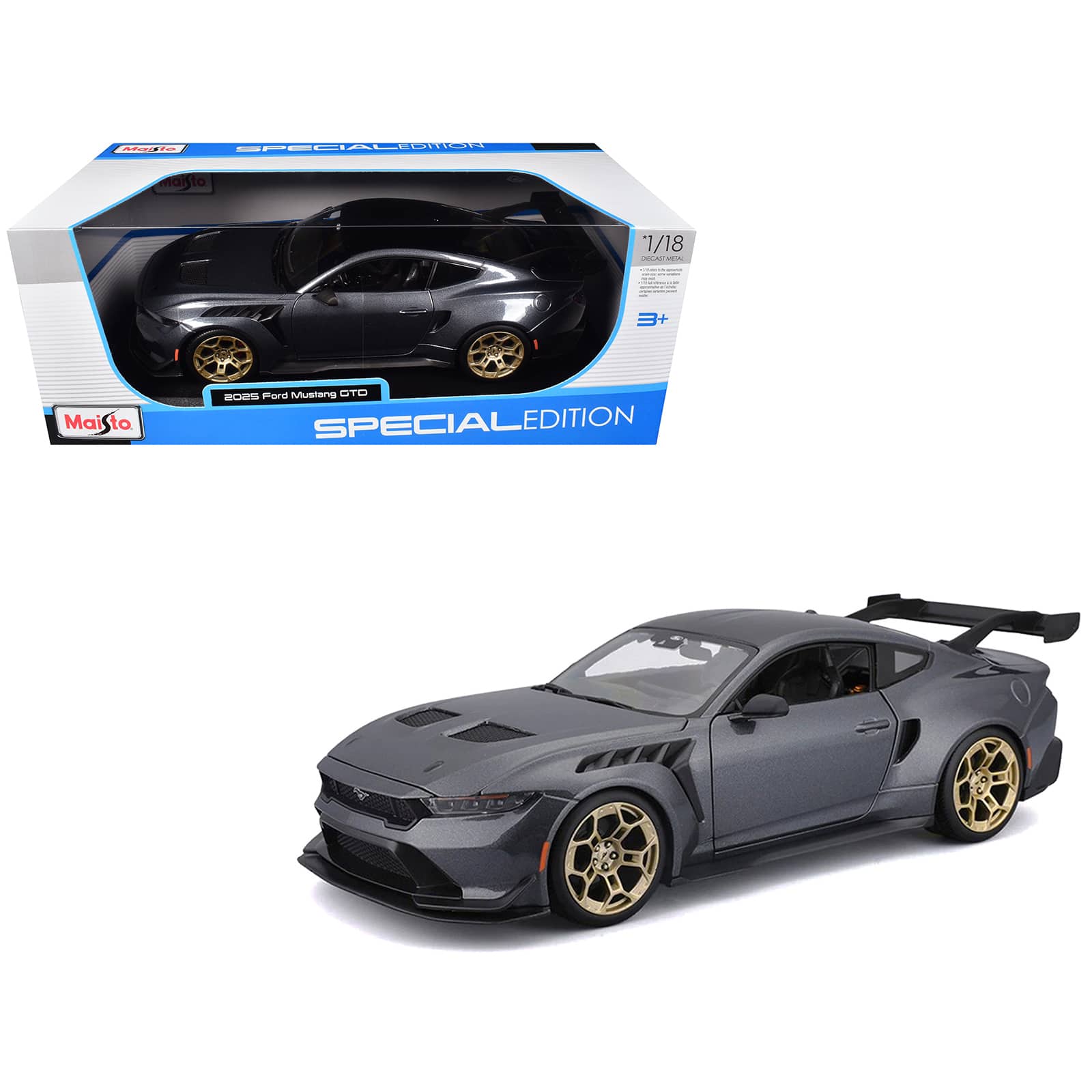 "2025 Ford Mustang GTD Dark Gray Metallic with Black Top ""Special Edition"" Series 1/18 Diecast Model Car by Maisto" price history on PriceWatchPro