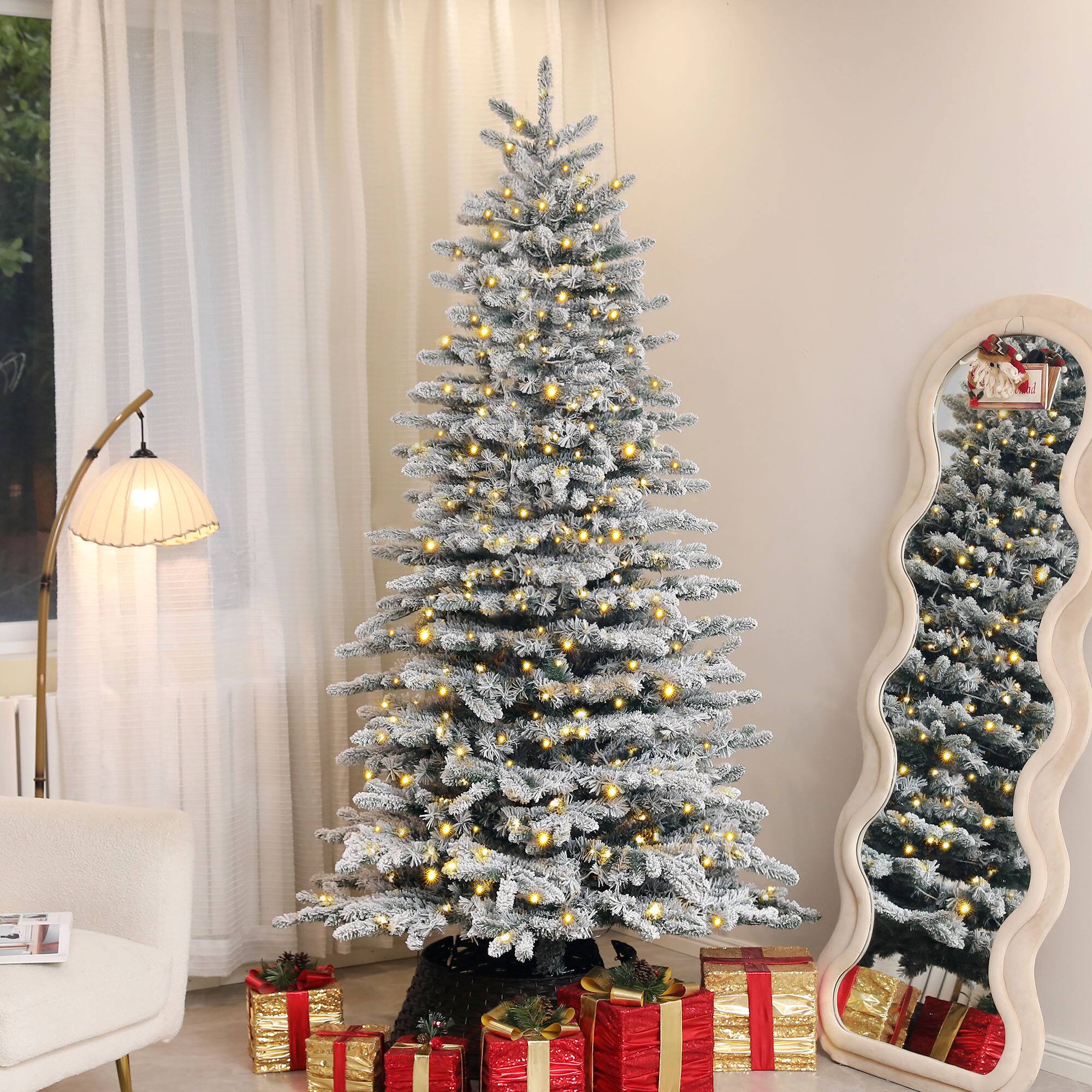 Alt View 1. Homcom - Snow Flocked Artificial Christmas Tree - Green.
