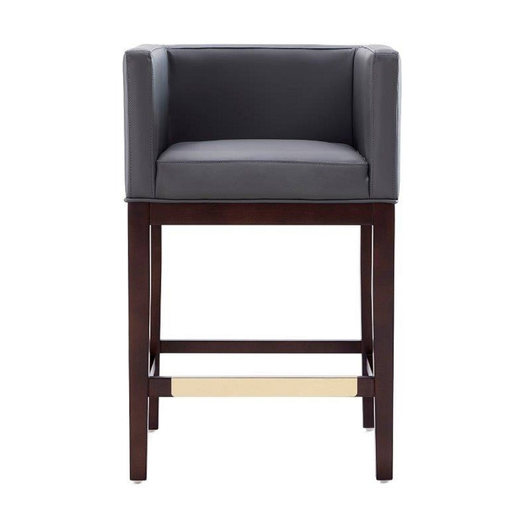 Back. Manhattan Comfort - Kingsley Mid-Century Modern Wood Upholstered Counter Stool - Gray.