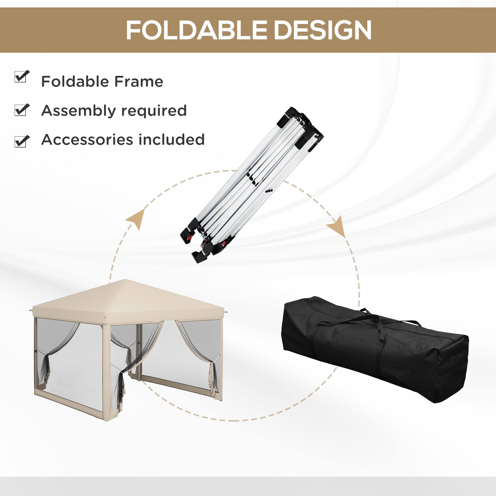 FOLDABLE DESIGN

- Foldable Frame
- Assembly required
- Accessories included