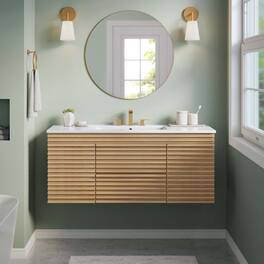 Render 48" Wall-Mount Bathroom Vanity Basin Included by Modway - Oak White