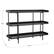 The image shows a black shelf with three shelves. The dimensions of the shelf are 36.5" x 13.5" x 47.25".