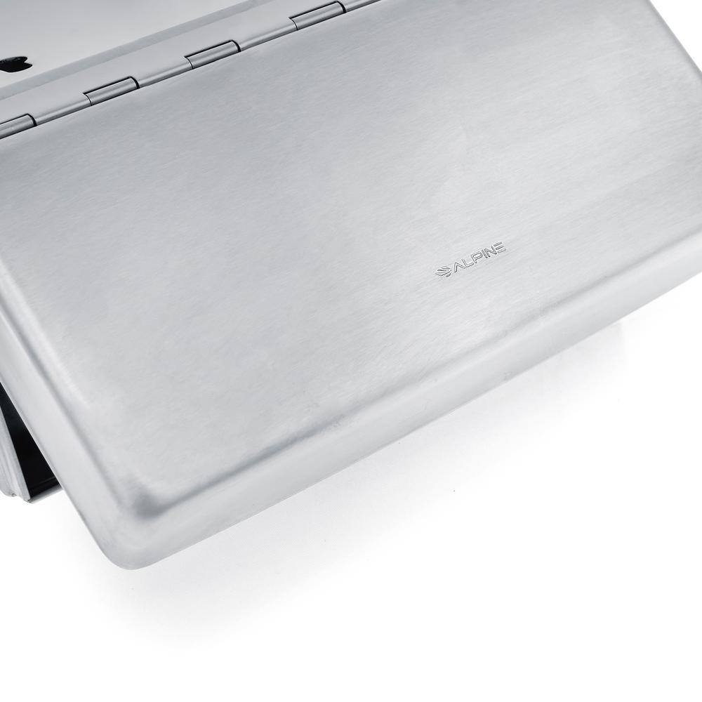 Back. Alpine Industries - Stainless Steel Wall-Mounted Sanitary Napkin Receptacle Trash Can - Silver.