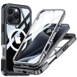 UUCOVER - Full Body Case for Apple iPhone 16 Pro,Shockproof TPU+PC Built-in with Screen Protector Compatible with MagSafe Cover - Black