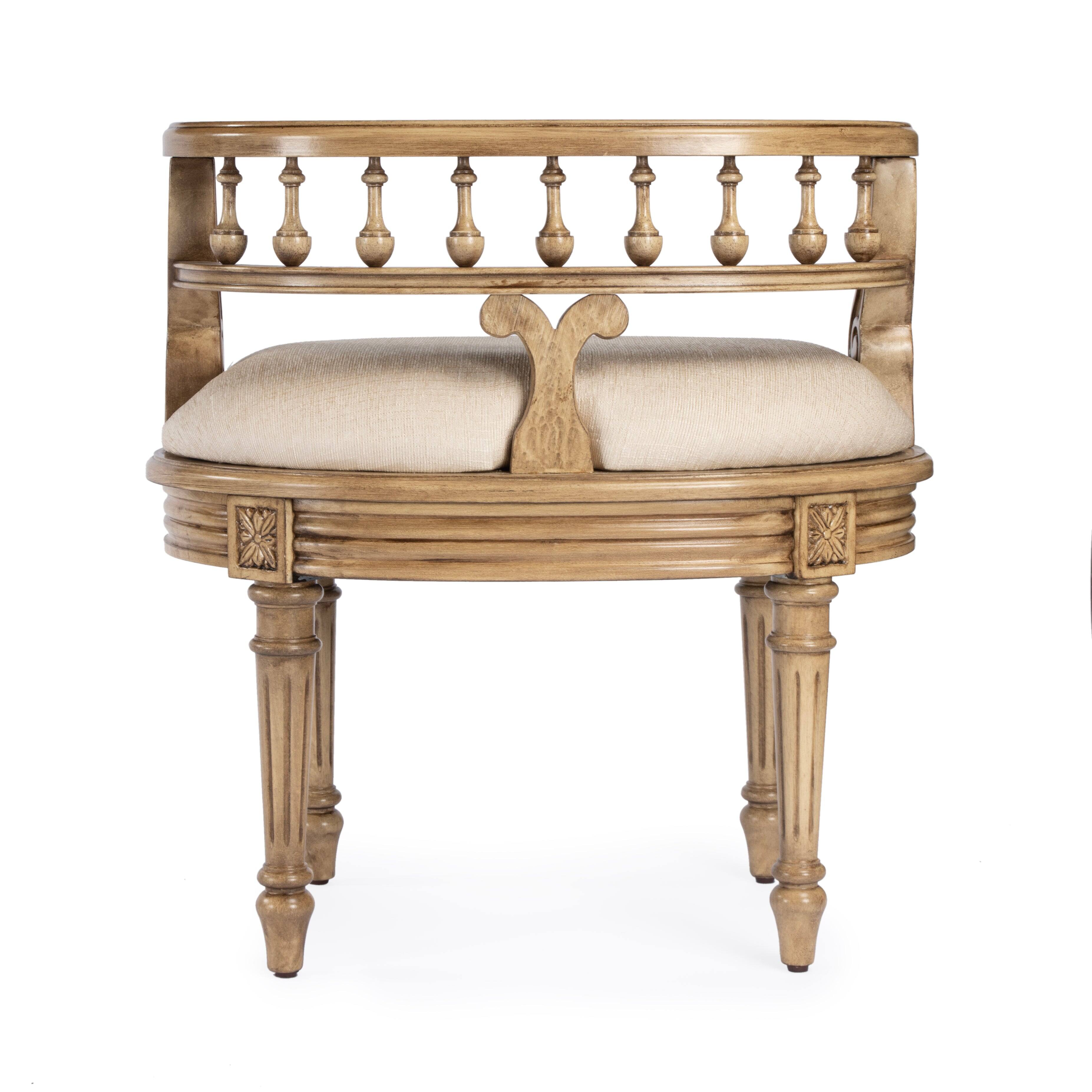 Alt View 6. Butler Specialty - Hathaway 22.5 in. W Oval Upholstered and Wood Traditional Vanity Seat - Beige.
