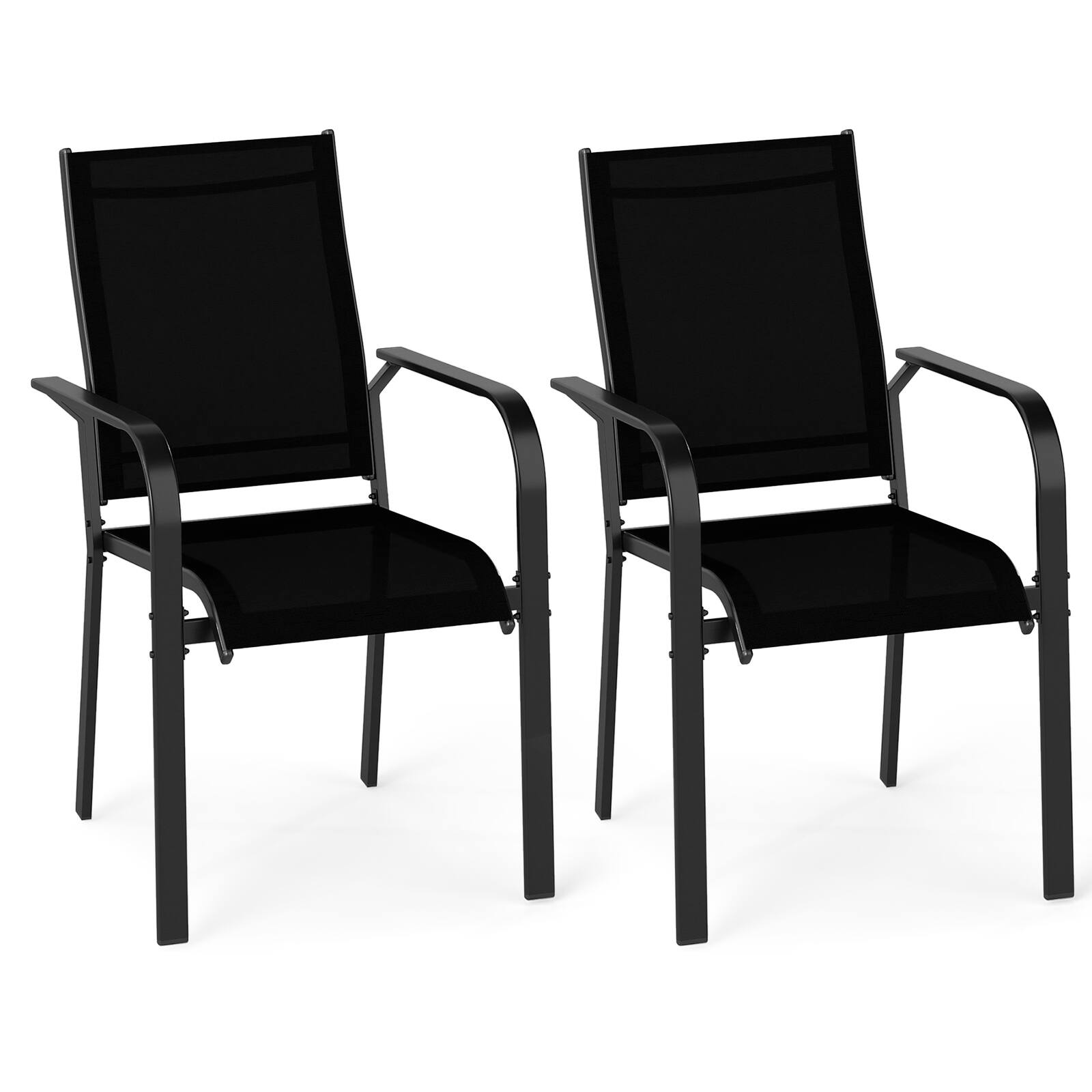 Alt View 7. Gymax - Gymax Patio Dining Chairs Set of 4 w/Metal Frame Breathable Mesh Fabric Backrest - Black.