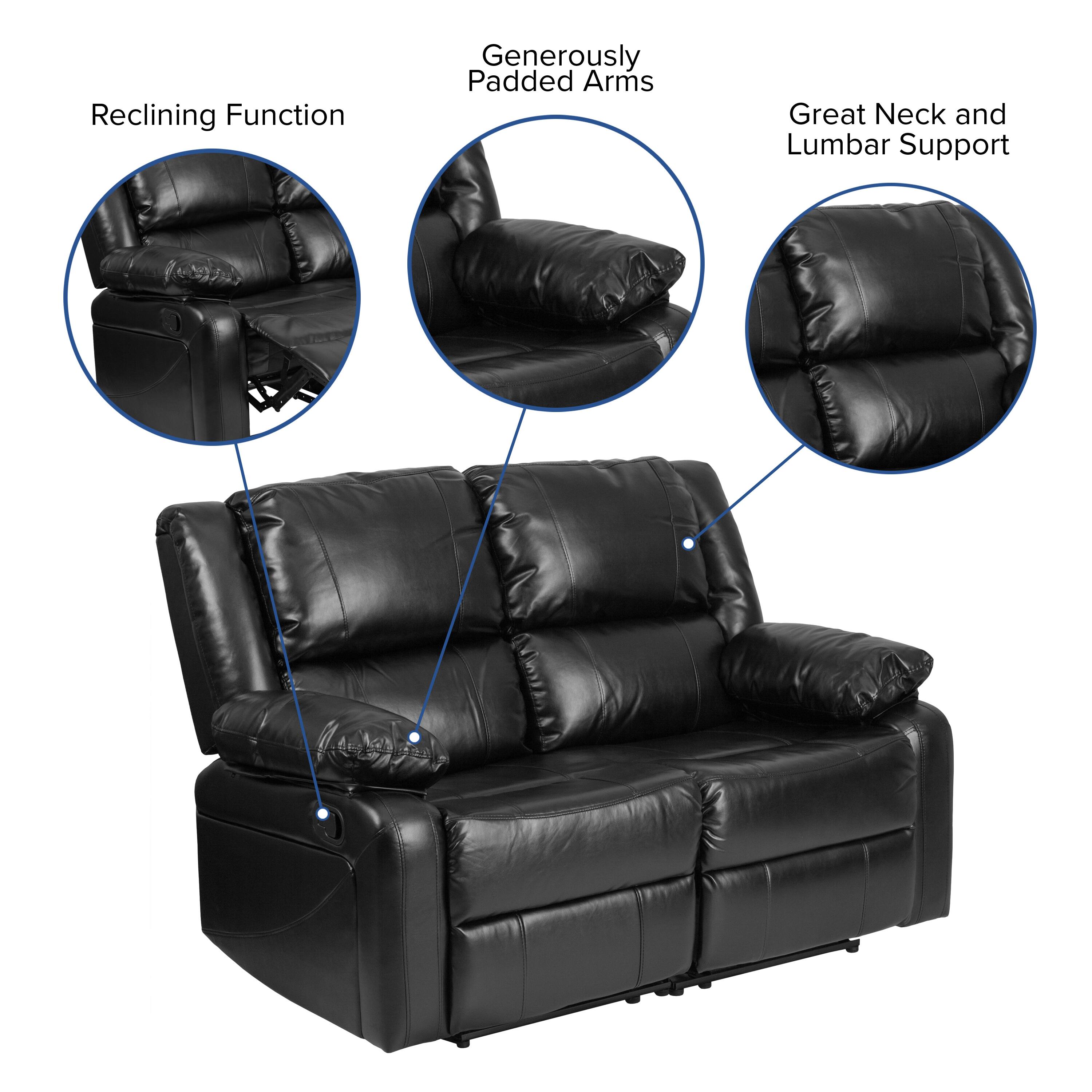 Reclining Function  
Generously Padded Arms  
Great Neck and Lumbar Support