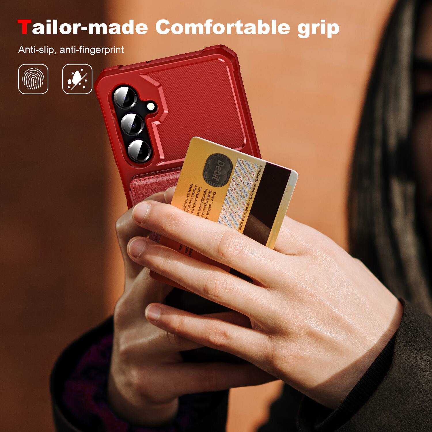 Tailor-made: Comfortable grip  
Anti-slip, anti-fingerprint

Carl SerCard Master Debit  
Mastercard  
DESTATTURA  
Mash Master  
Criminal a is DE  
Misuse must De 10 found remains card  
This  
ArraCanas Karte  
cant Mara  
MARKETS  
WITTERS  
state  
JOU  
SIGNATURE  
of  
me liets eartes  
gadijuma  
"Swedbank"  
MAME  
Matter valid a A  
unless signed