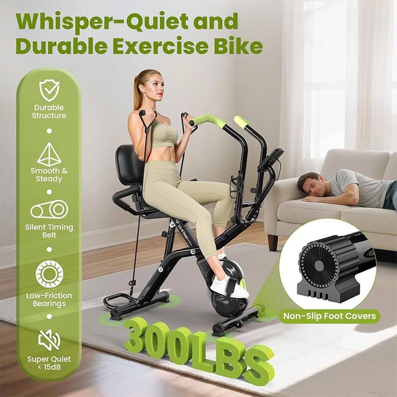 Whisper-Quiet and Durable Exercise Bike

- Durable Structure
- Smooth & Steady
- Silent Timing Belt
- Low-Friction Bearings
- Non-Slip Foot Covers
- Super Quiet < 15dB
- 300LBS