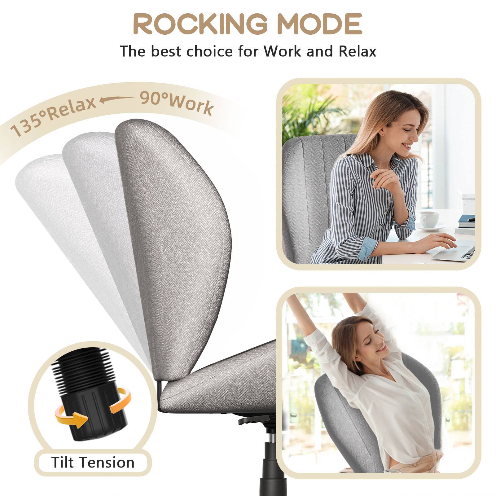 ROCKING MODE  
The best choice for Work and Relax  
135° Relax  
90° Work  
Tilt Tension