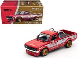 Pop Race - Datsun Pandem 620 Pickup Truck #41 Red Metallic with White Stripes and Graphics "2025 Thailand Diecast Expo" 1/64 - Red Metallic and White
