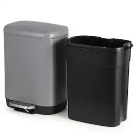 Jojoka - Smudge Resistant Rectangular Trash Can T8 12 Liter Stainless Steel Fingerprint Resistant Surface - Gray
