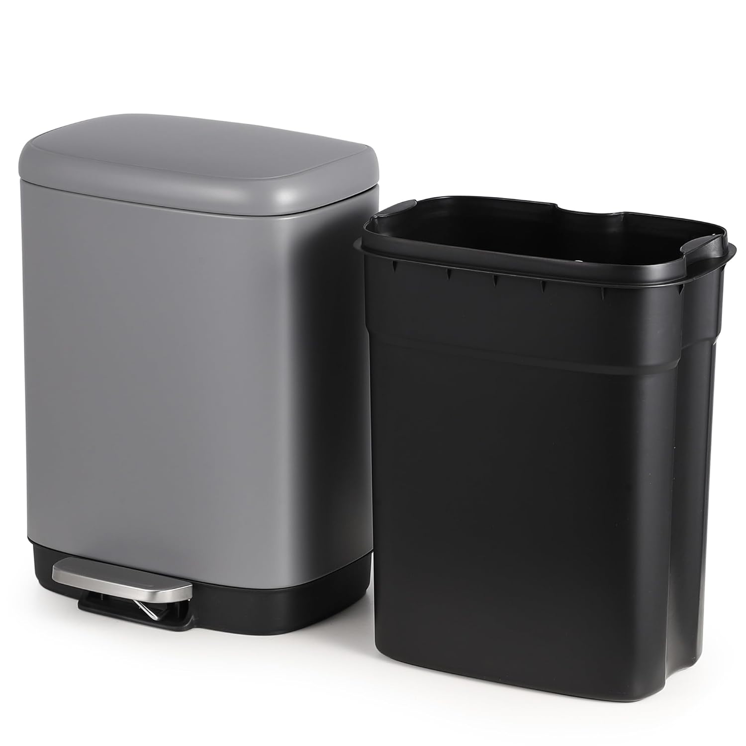 Front. Acekool - Smudge Resistant Rectangular Trash Can Gray T8 12 Liter Stainless Steel Fingerprint Resistant Surface - Gray.