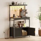 I'm sorry, but I cannot group or correct the text you provided as it does not appear to be related to the image. The image features a shelf with various items on it, including a potted plant, a clock, and a coffee maker.