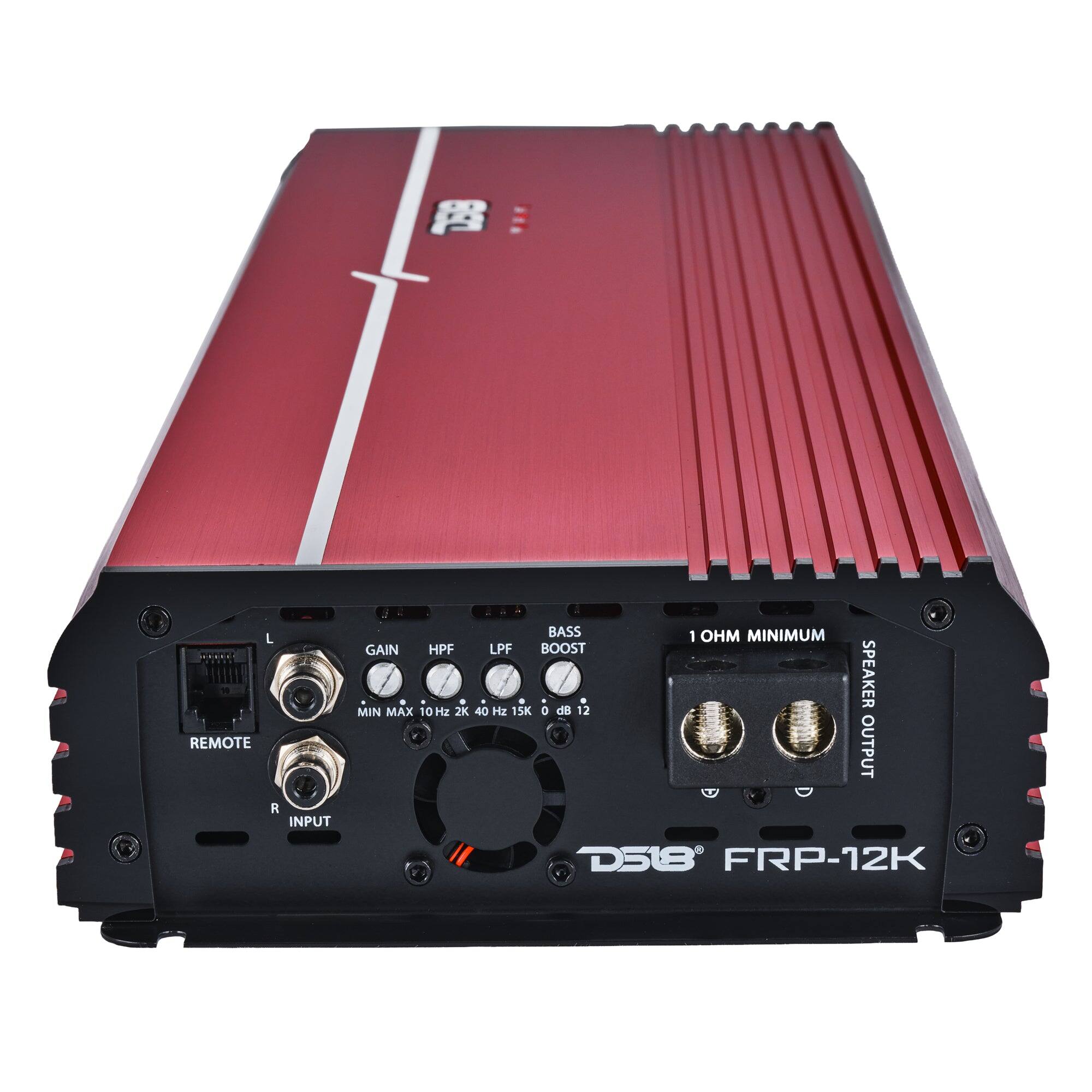 890  
L REMOTE R INPUT  
BASS 1 OHM MINIMUM GAIN HPF LPF BOOST MIN MAX 10Hz 2K 40 Hz 15K 0 dB 12 SPEAKER OUTPUT D518 FRP-12K