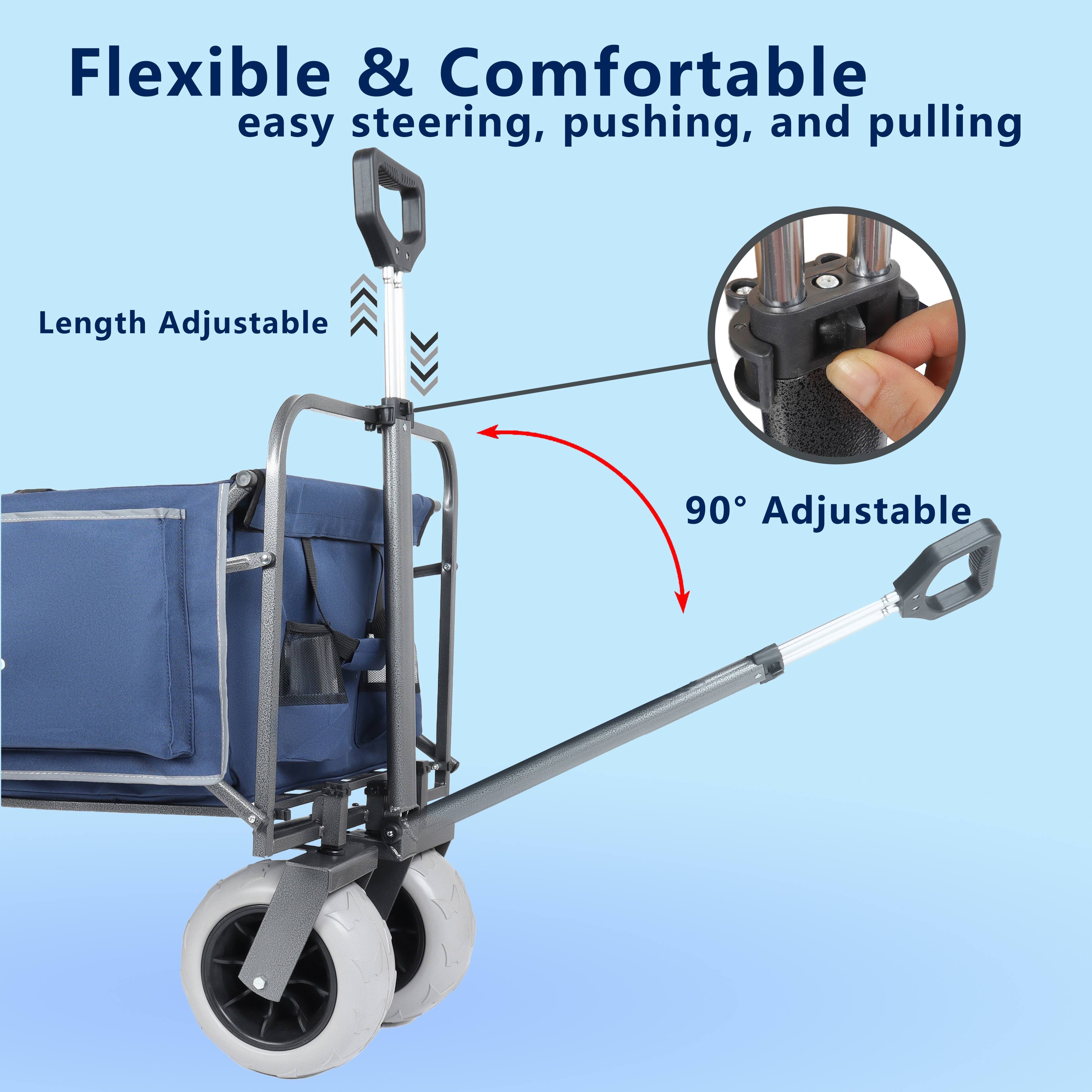Flexible & Comfortable  
easy steering, pushing, and pulling  

Length Adjustable  

90° Adjustable