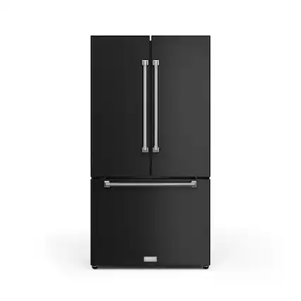 Front. Thor Kitchen - Gordon Ramsay Series by Thor Kitchen 20.3 Cu. Ft. Counter Depth Refrigerator with Stainless Steel Hardware - Black.