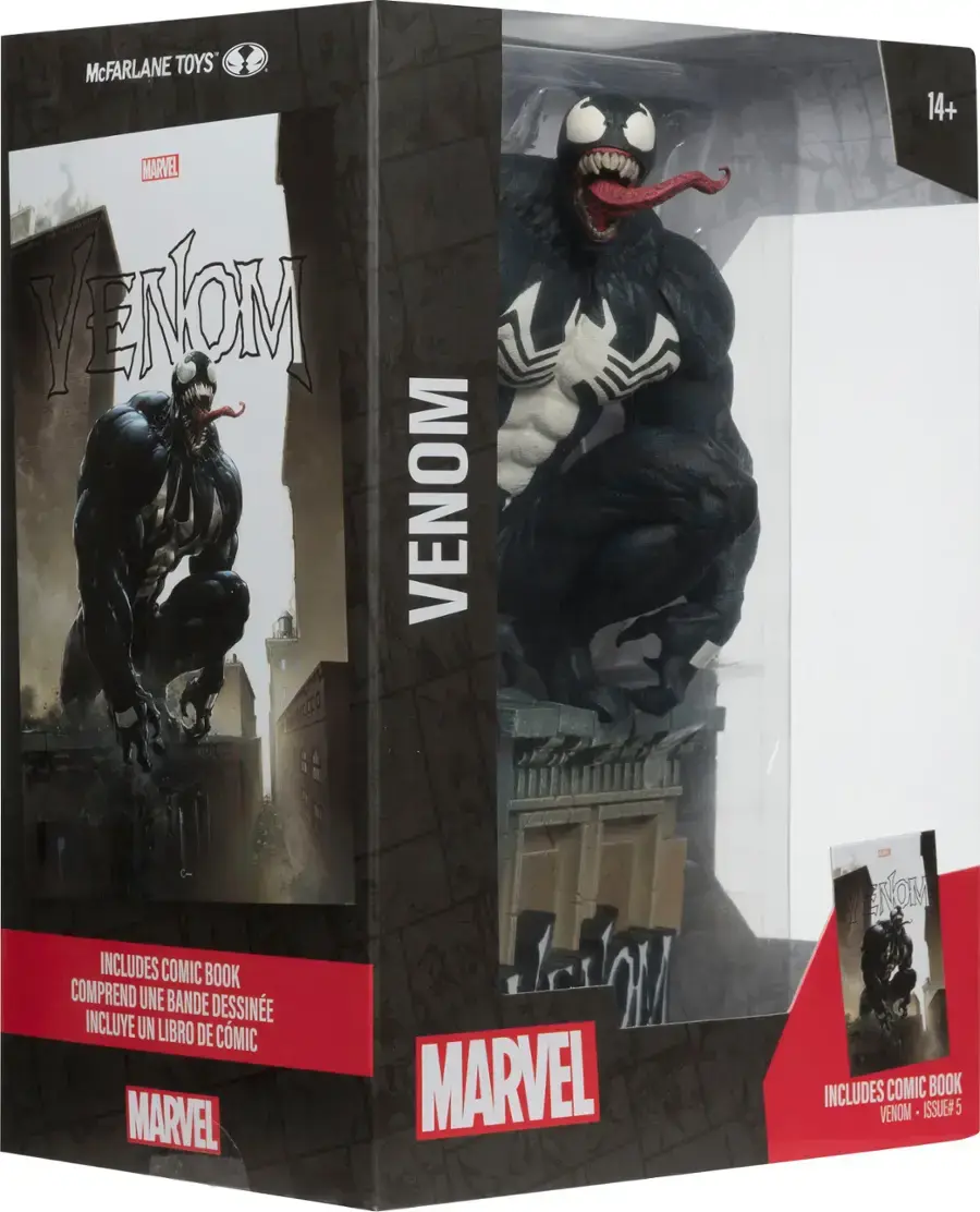 McFarlane Toys Marvel Venom 14+ Includes Comic Book. Comprende une bande dessinée. Incluye un libro de cómic Marvel.