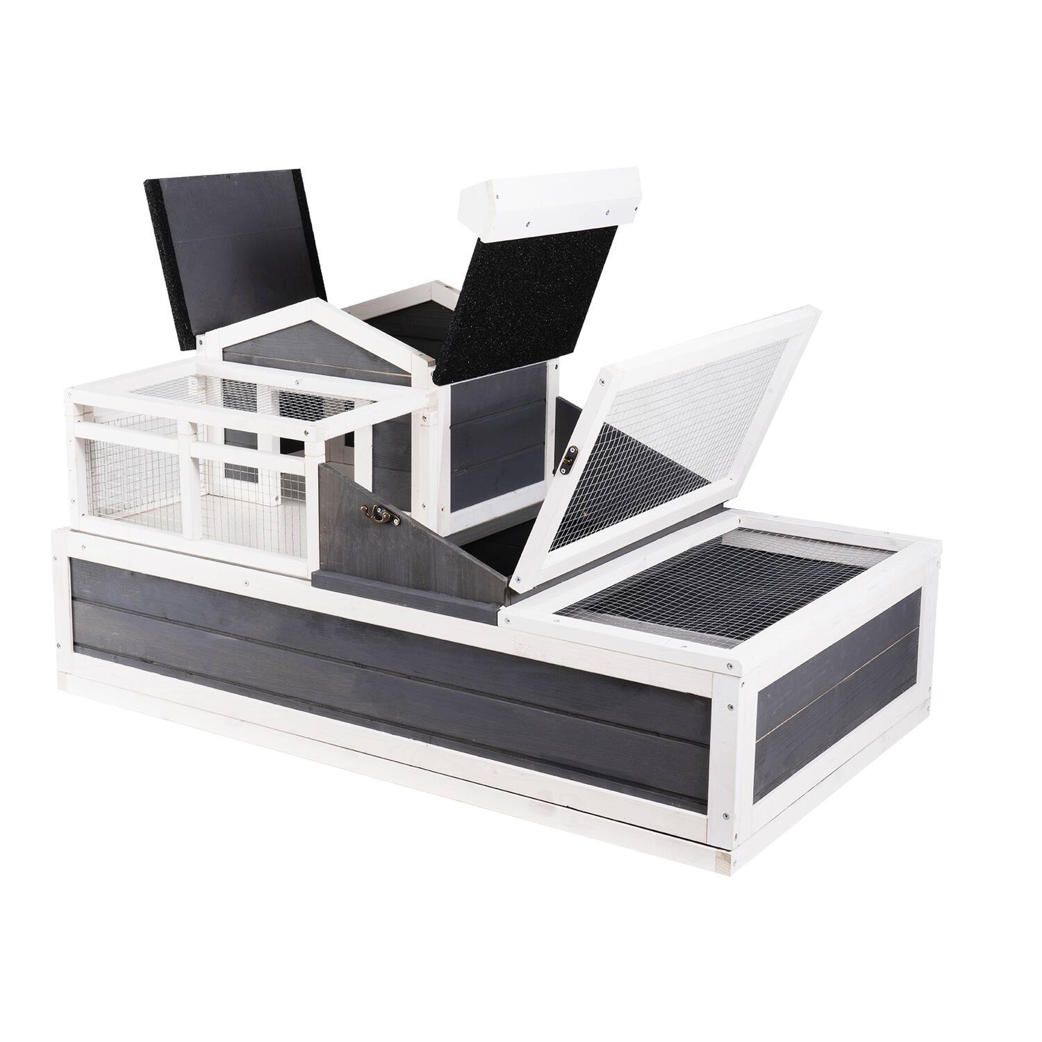 Front. Boyel Living - Tortoise Habitat Wooden Small Animal House Indoor Outdoor Enclosure.