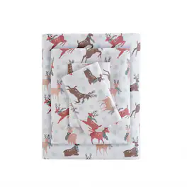 Gracie Mills - Persephone Cotton Flannel Sheet Set - Reindeer