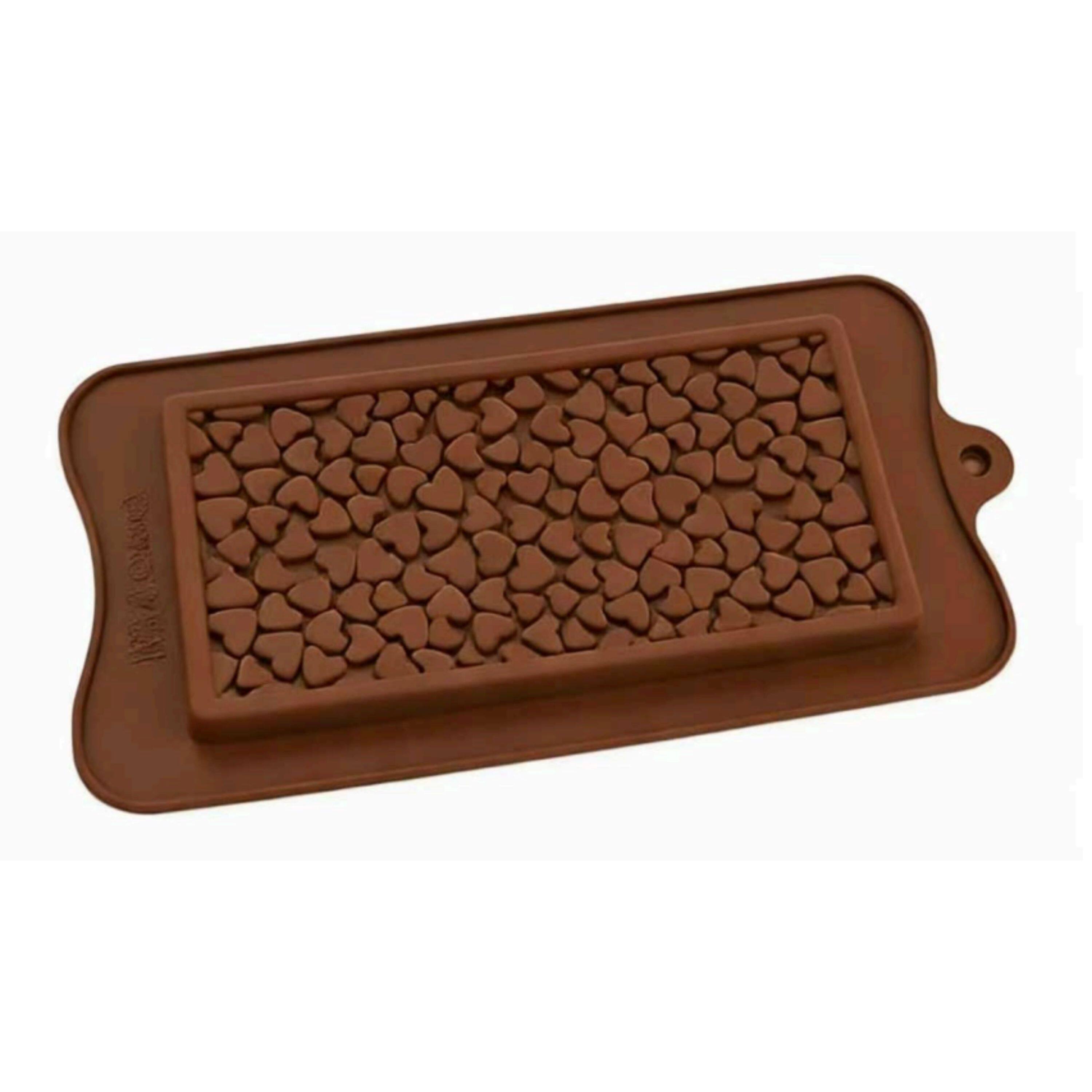 Front. Kitcheniva - Silicone Heart Design Chocolate Bar Mold (4.2 x 8.7 Inch).