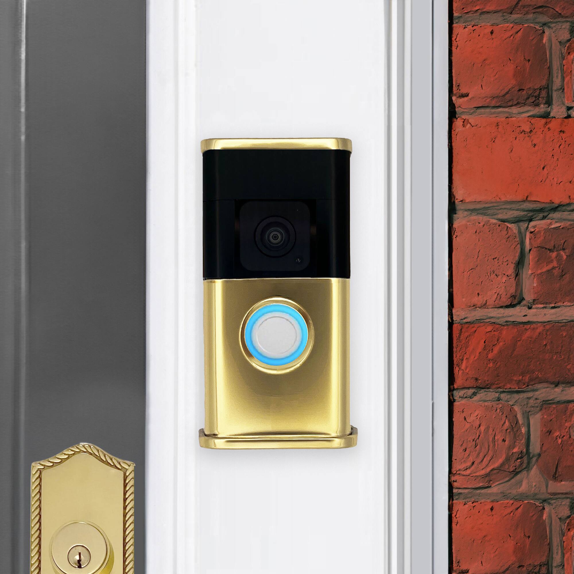 Alt View 3. Michael Healy - Traditional Video Doorbell Cover (Ring 3, 3 Plus, 4, Battery Plus and Battery Pro) - Polished Brass.