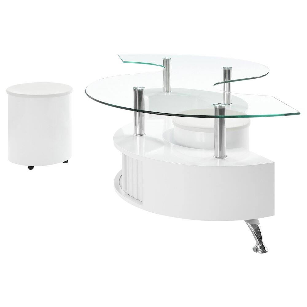 Alt View 5. Coaster Co. of America - Buckley 3-piece Coffee Table and Stools Set White High Gloss - White.