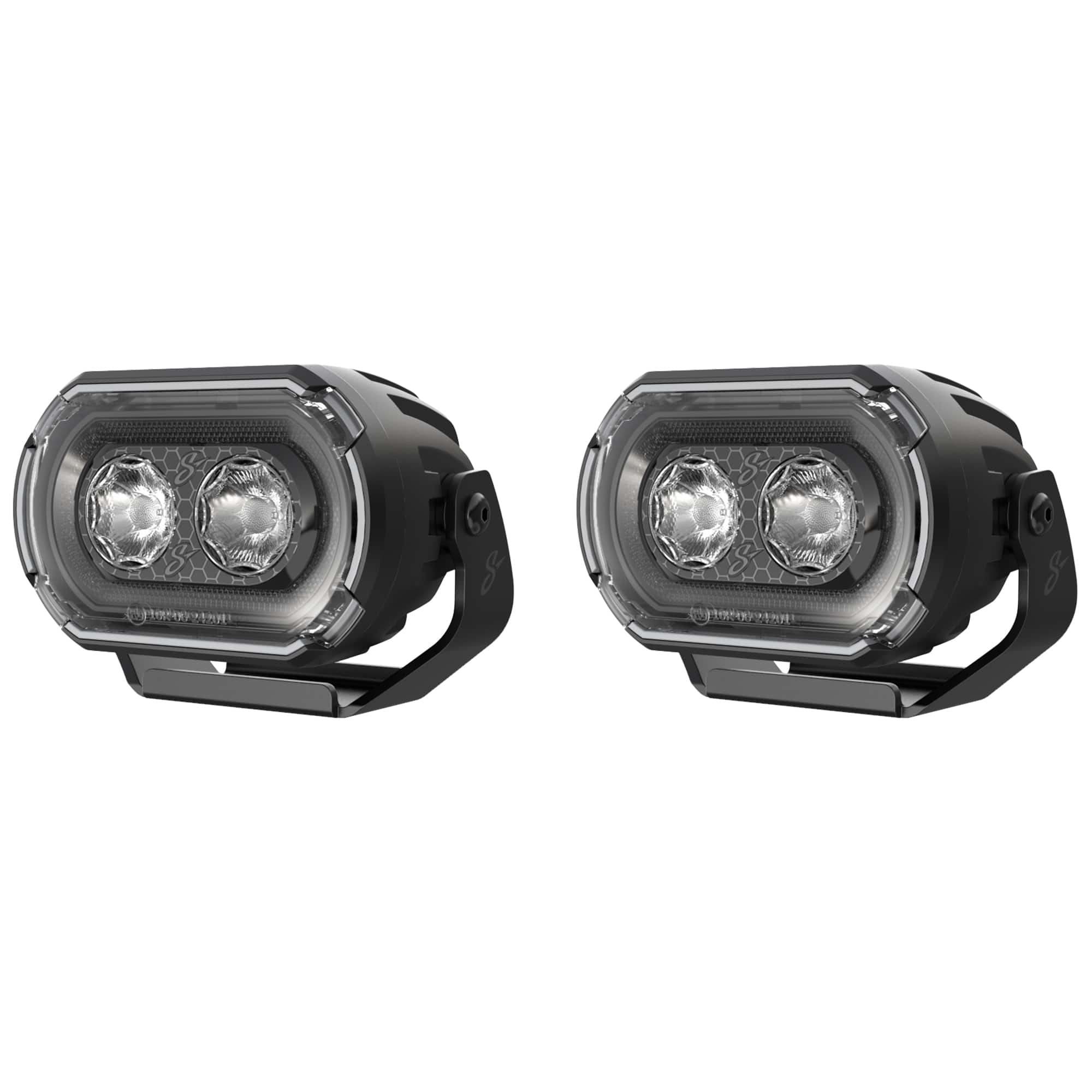 Stinger - HEXCORE 2x4” Universal Off-Road LED Pod Lights (Pair), Amber/White Spot Beam for Cars, Trucks, Jeeps, UTVs, 4x4 Vehicles - Black