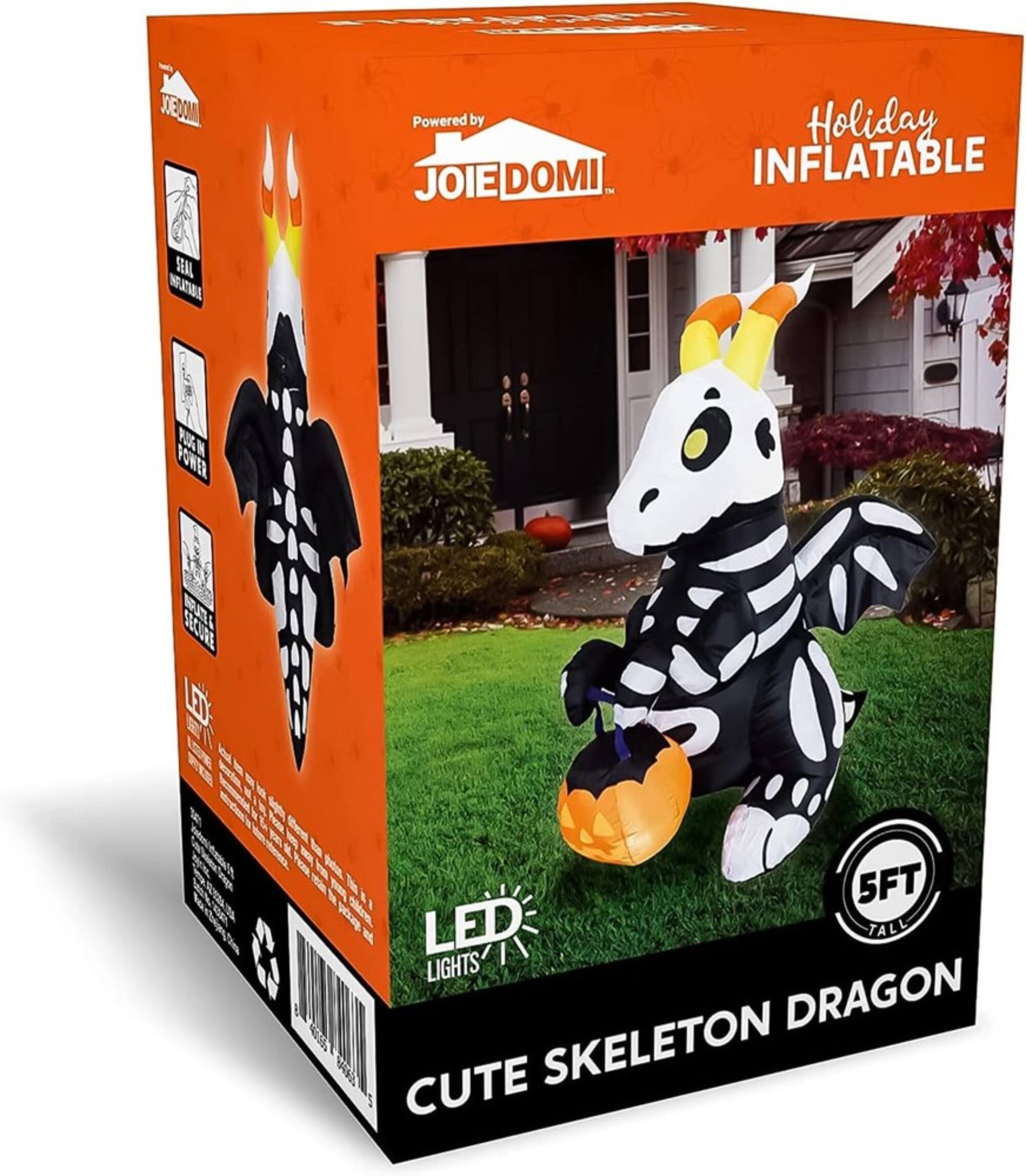 STEDOM Powered by JOIE DOMI Holiday INFLATABLE SEAL MEACAAL POEN POWER SECURE BUCL LD k M 5FT LED TALL LIGHTS DRAGON SKELETON CUTE