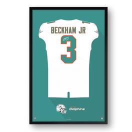Sporticulture - Odell Beckham Jr. Miami Dolphins 14" x 20" Framed Jersey Art Print - Multicolor