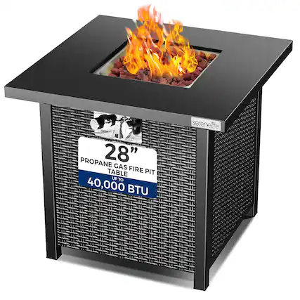 GCA Propane 28" Gas Fire Table Pit Up to 40,000 BTU Serenelife