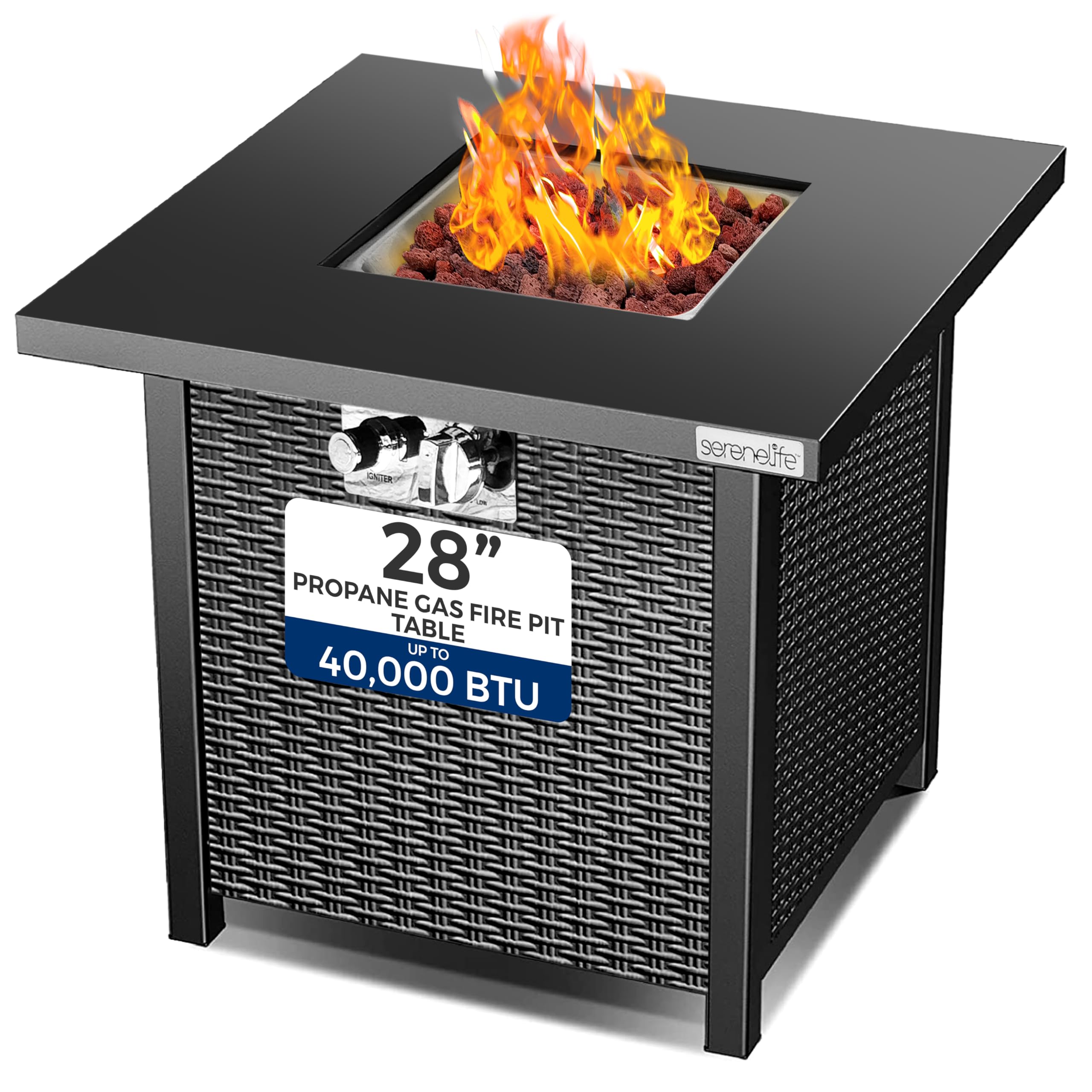GCA Propane 28" Gas Fire Table Pit Up to 40,000 BTU Serenelife
