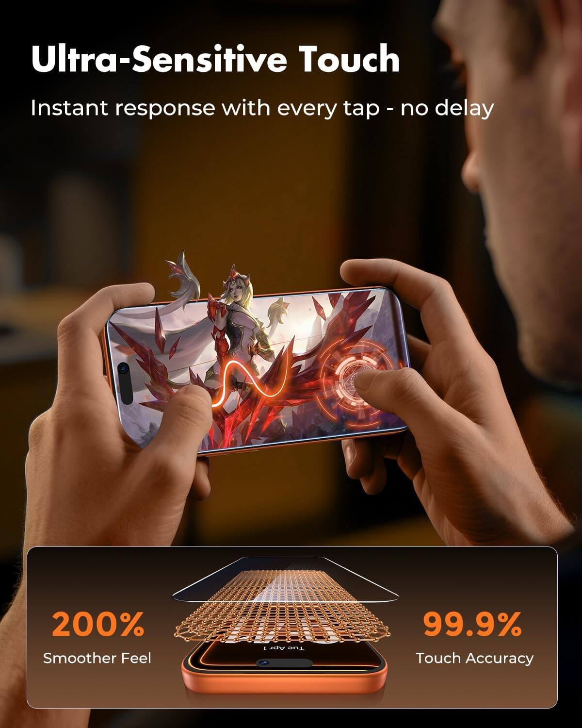 Ultra-Sensitive Touch  
Instant response with every tap - no delay  
200% Smoother Feel  
99.9% Touch Accuracy