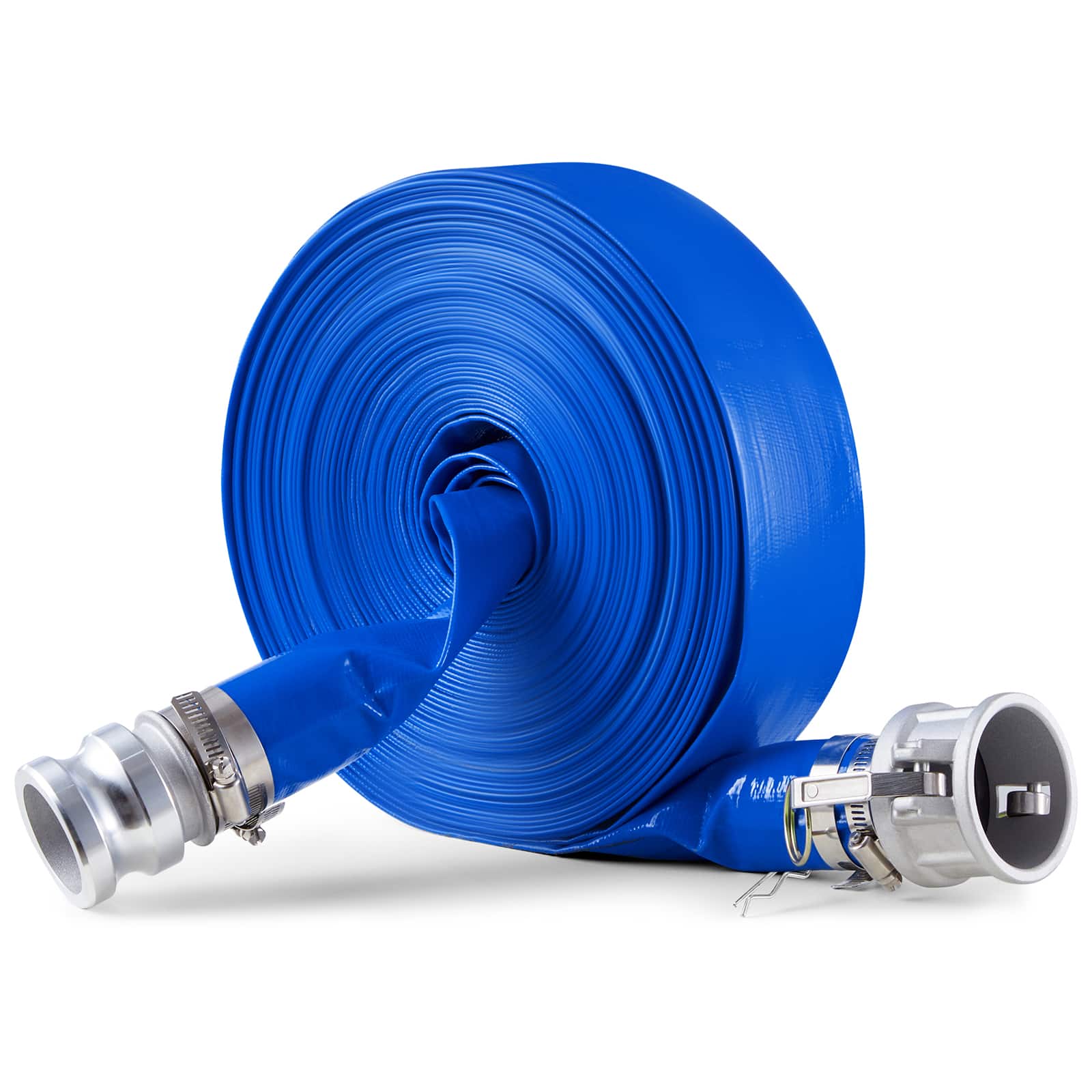 VEVOR - Backwash Hose, 2 in x 100 ft, High Quality PVC Hose, with Clamps, Camlock, Aluminum Fittings, Fit Various Pumps - Blue