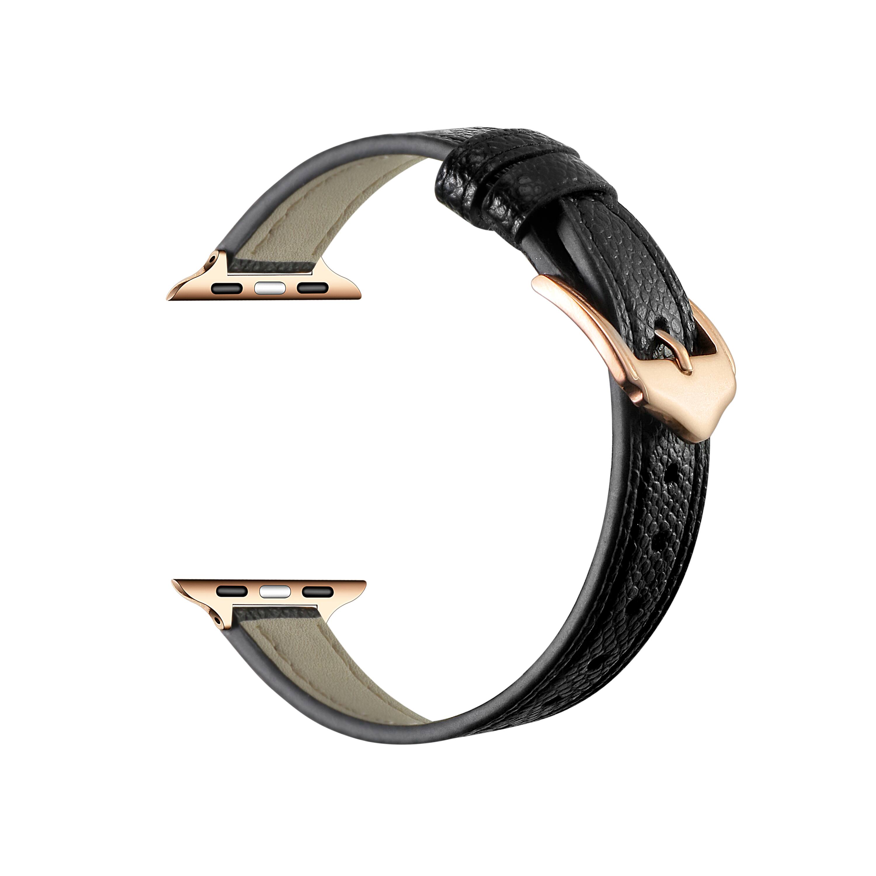 Angle. Posh Tech - Cleo Skinny Leather Band for Apple Watch - Black.