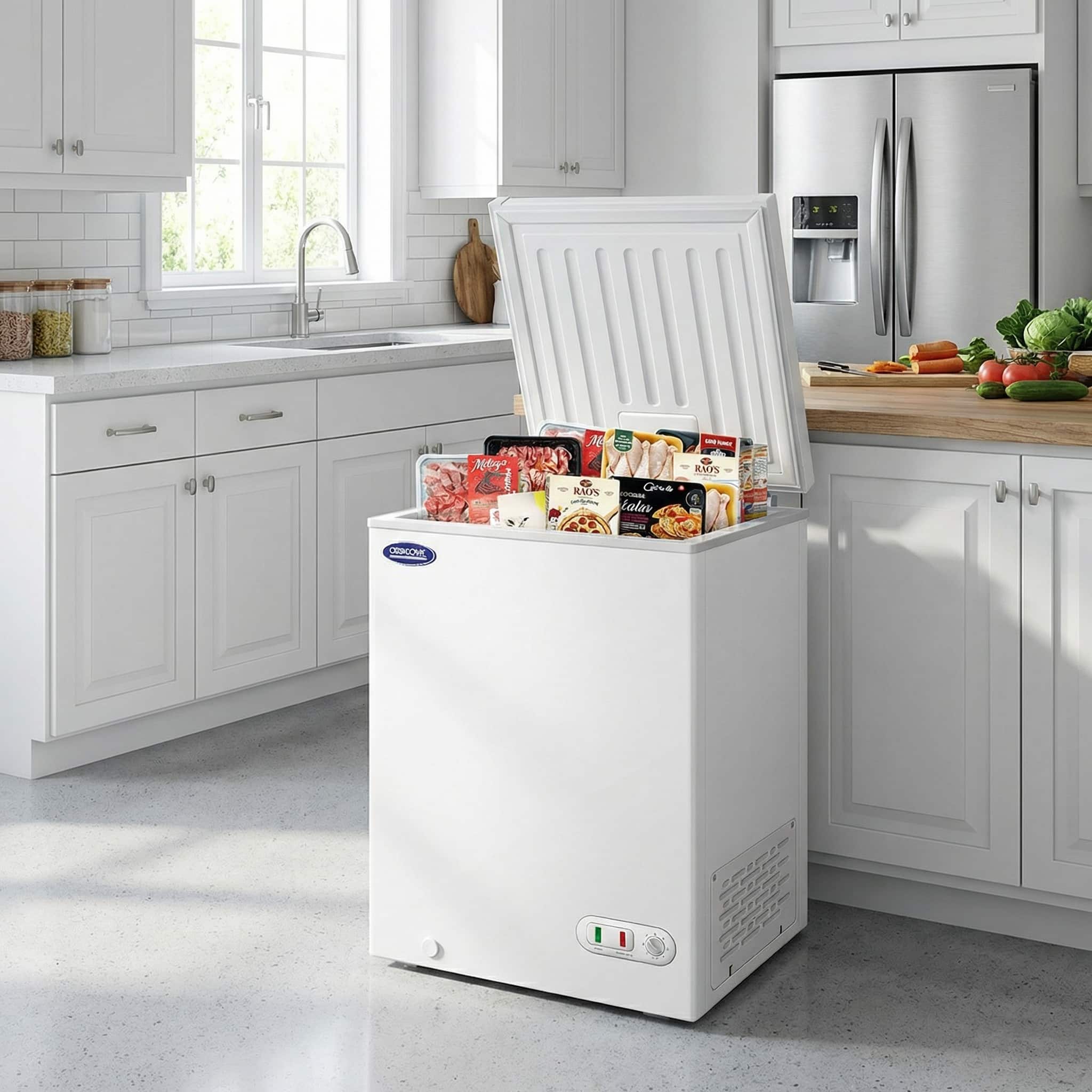 Forest'nSky - 3.0 Cu.Ft Commercial Chest Freezer - Solid Top, Lockable Lid, Ideal for Back-of-House Storage - White