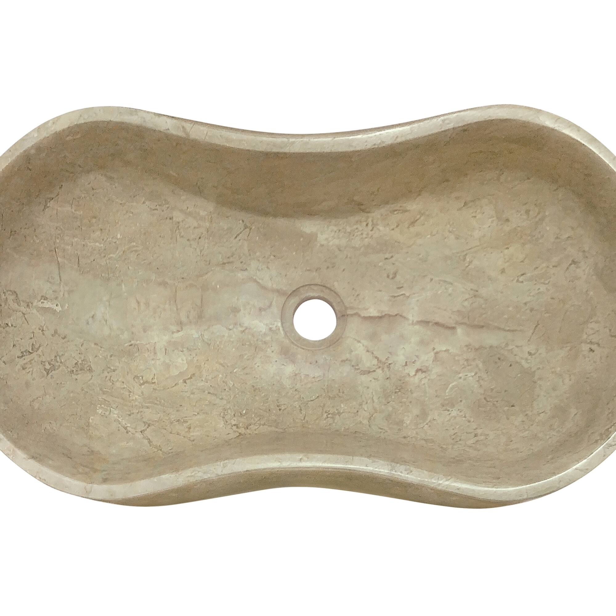Back. ELEMENT ACE - Elegant Natural Marble Bathroom Vessel Sink with Polished Surface and Unique Veining Patterns - Beige+Gold,Beige+yellow,Gold.