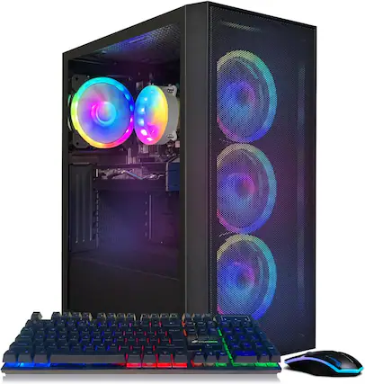 Front. STGAubron - STGAubron Gaming PC Computer Desktop, Radeon RX 580 8G, Intel Core I7 8th up to 4.1GHz, 16G DDR4 RAM, 1T SSD, Win11 Home - Black.