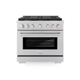 ZLINE - 36 in. 5.2 cu. ft. Paramount Gas Range with Convection Gas Oven in Stainless Steel with 6 Brass Burners - Stainless Steel