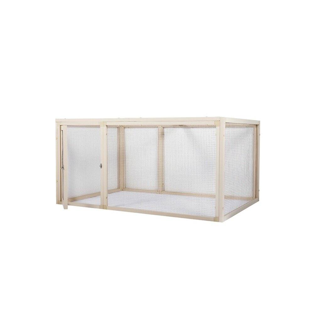 Angle. New Age Pet - ECOFLEX Jumbo Fontana Chicken Pen - Maple.