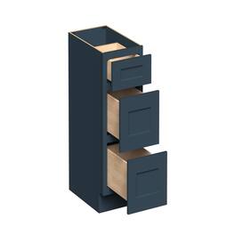 Boyel Living - 15-in W x 34.5-in H x 24-in D Shaker RTA Kitchen 3-Drawer Base Cabinet with Soft-Close Drawers - Charcoal Blue