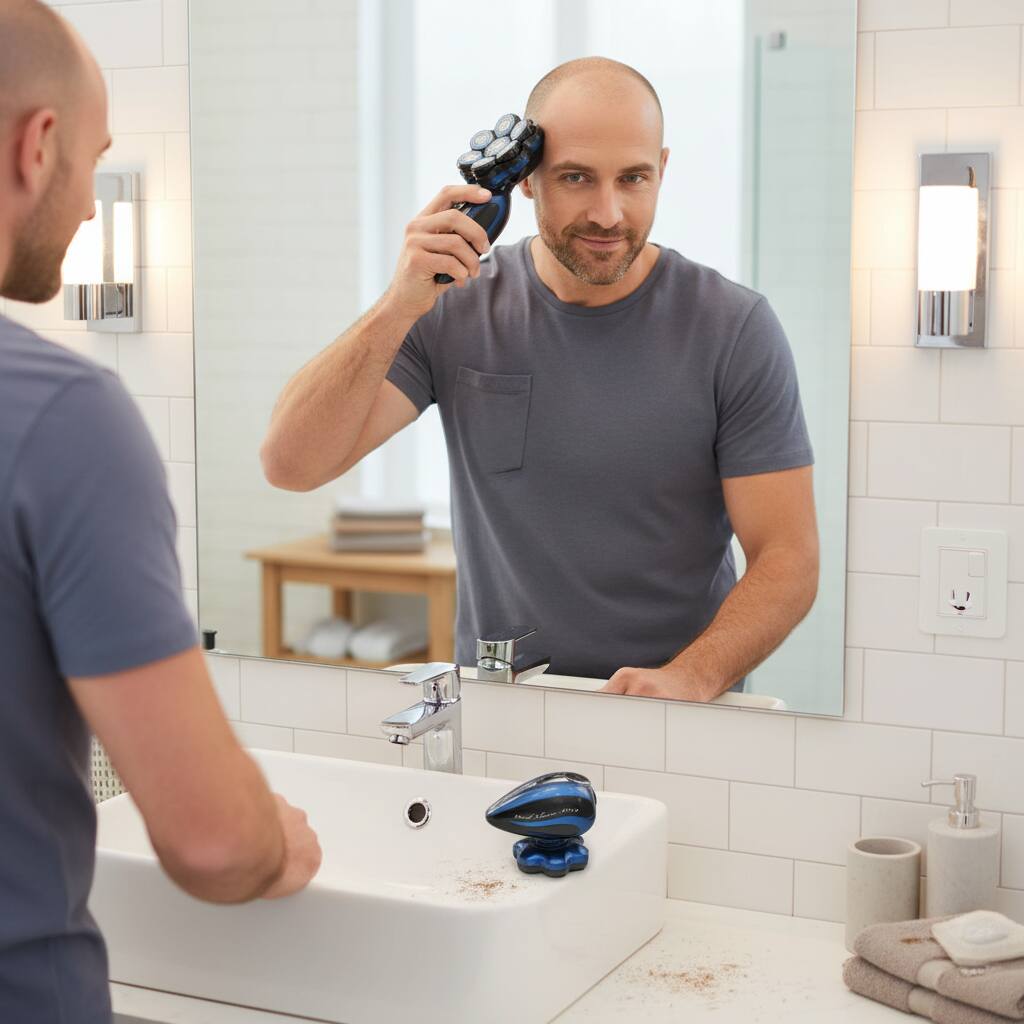 Angle. Dazzed Corner - Head Shaver for Bald Men, LED Display, IPX6 Waterproof, Rechargeable Razor.