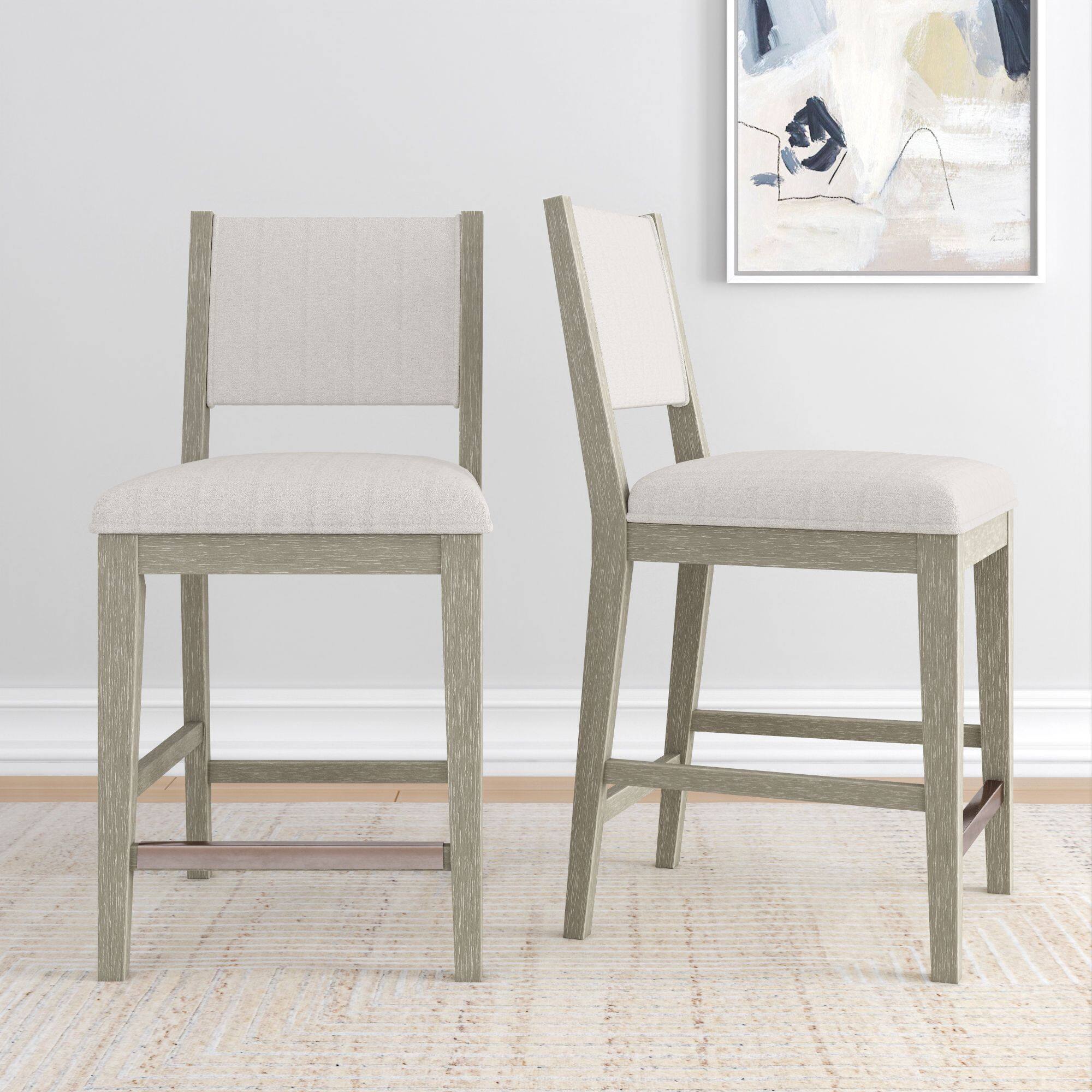 Alt View 7. Plank+Beam - Sereno Stool Counter Height (24in) (2 pack)|| Antique White/Ivory Cushion - Antique White/Ivory Cushion.