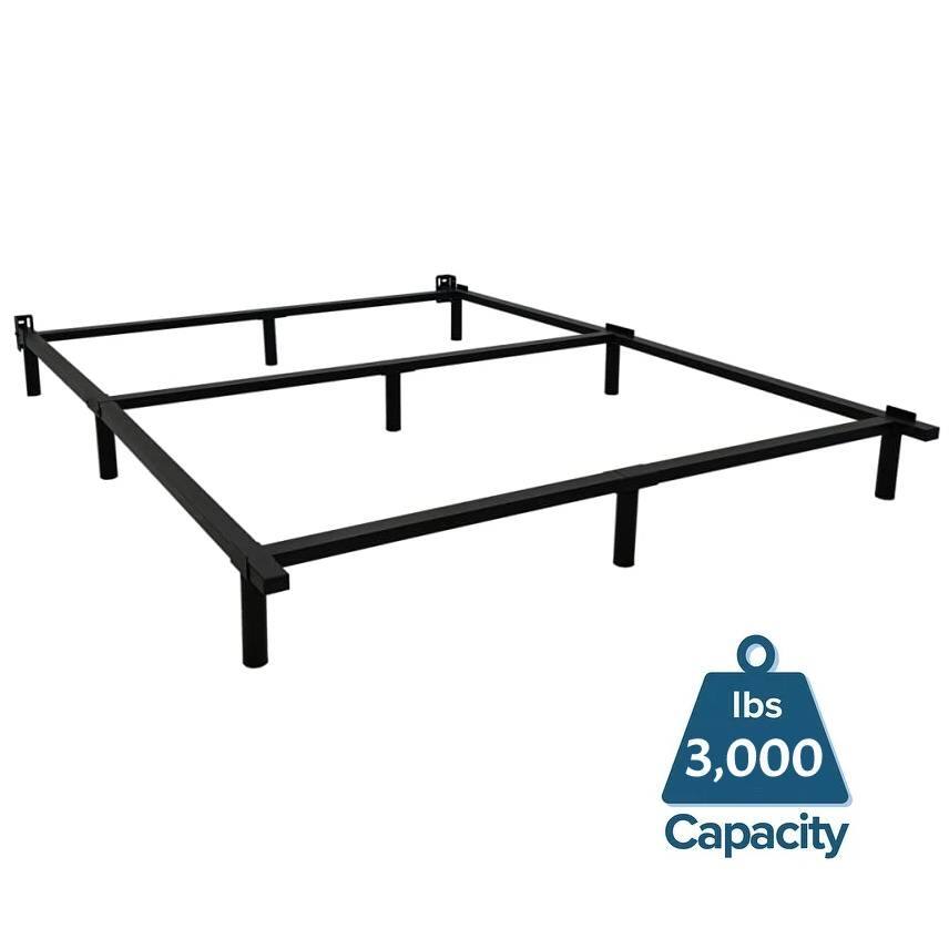 Hivvago - King 9-Leg Metal Bed Frame with Headboard Brackets 3,000 lbs. Max Weight Limit - Black