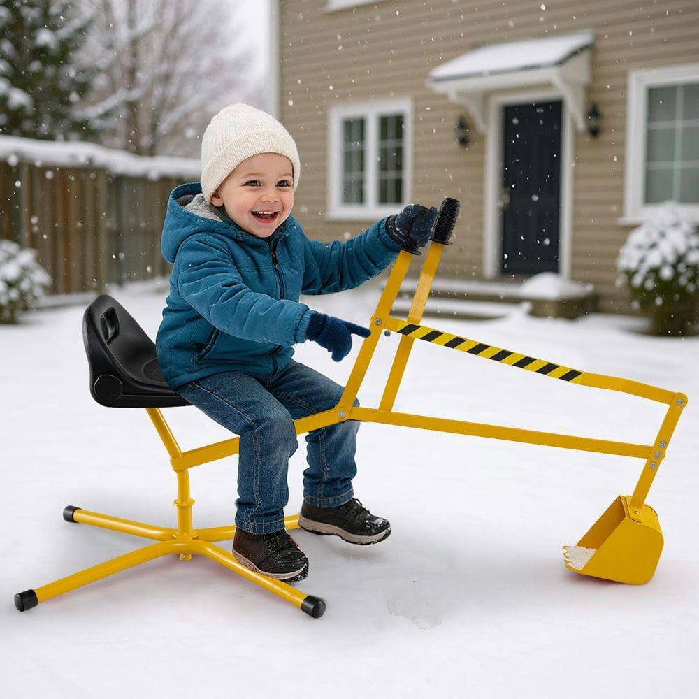 Left. Resenkos - Sand Digger with 2-Handed Controls & Flexible Shovel - Fun Outdoor Play Toy for 3+ Years Old Kids - Yellow.