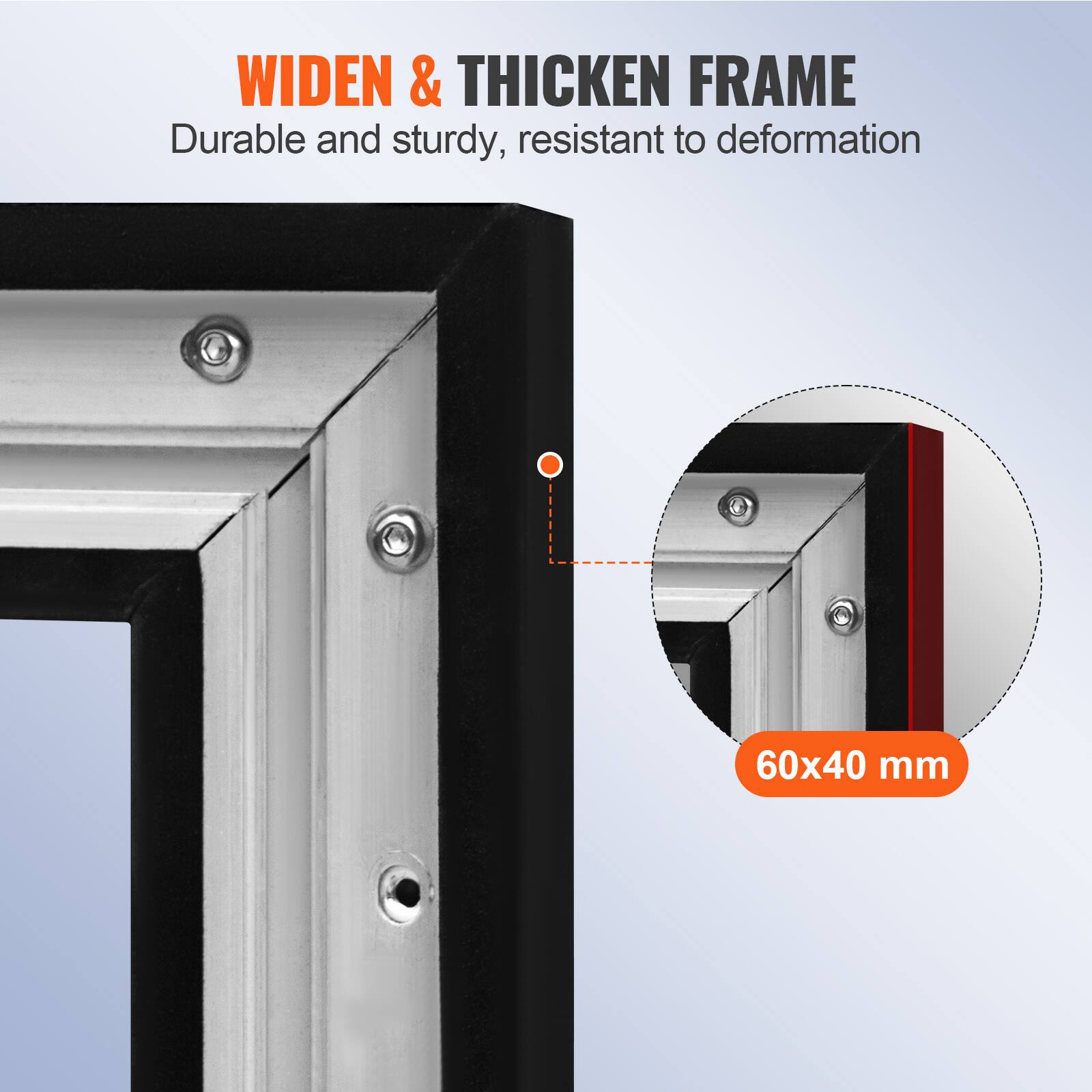 Widen & Thicken Frame

Durable and sturdy, resistant to deformation

60x40 mm